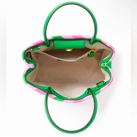 NWT Kate Spade Candy Treat Yourself Mini Crossbody Tote- Pink and Green Stripes - Picture 5 of 10